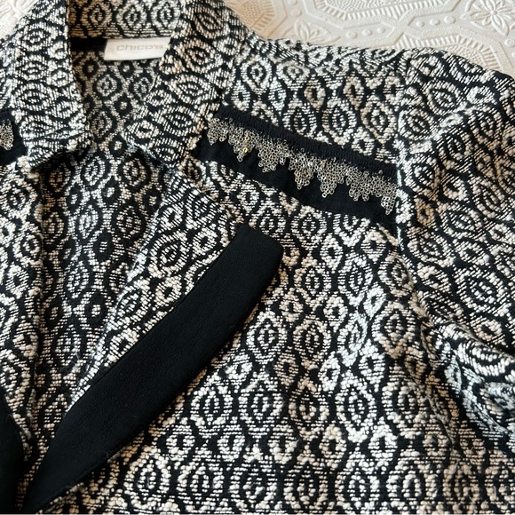 Chico’s Diamond Jacquard Moto Jacket Sz 4 EUC - Picture 8 of 16